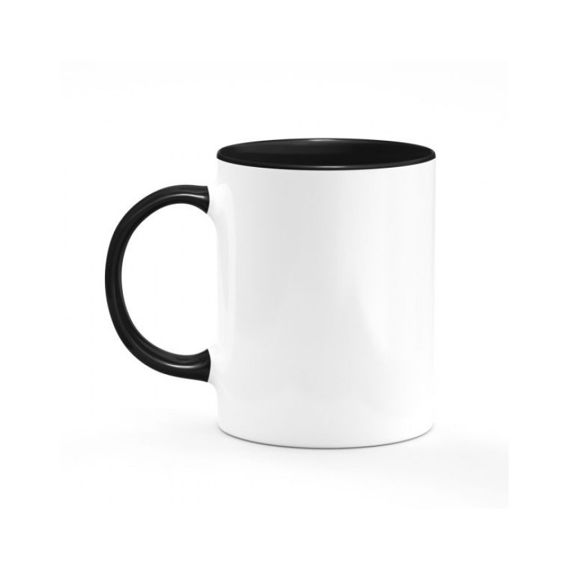 12 Mugs bicolores avec intérieur et poignée noir