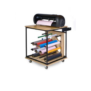 Shelving table with 16 slots - example with plotter