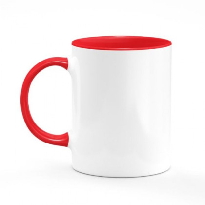 12 Mugs bicolores avec intérieur et poignée rouge