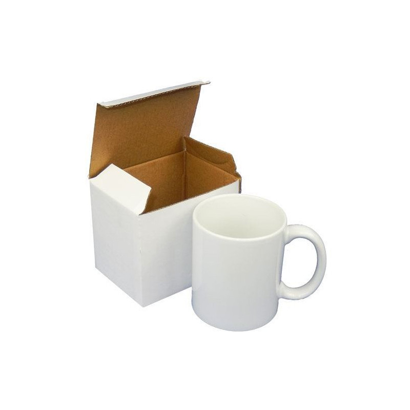 36 tazas de cerámica blanca + cajas individuales 