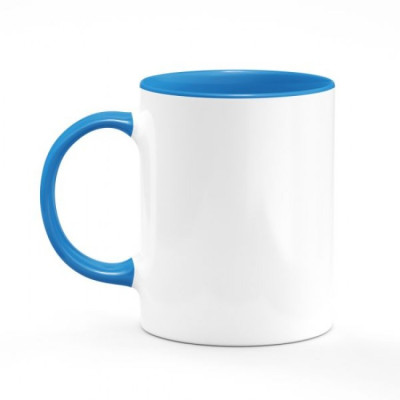 12 Mugs bicolores intérieur et poignée Bleu Ciel